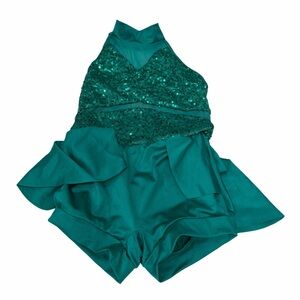 Weissman dance  girl costume bodysuit in emerald green size IC
